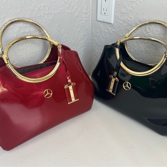 Source Unknown Red and Black Shoulder Bags with Gold Accents - Picture 4 of 16